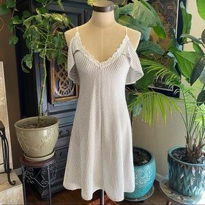 Zara textured stripe gray ruffled sundress